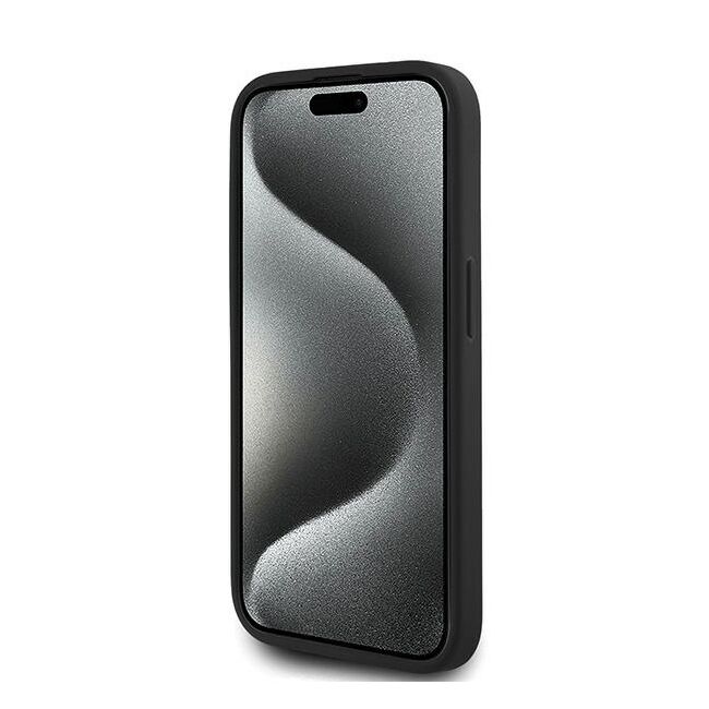 Husa premium pentru  iPhone 15 Pro Max Karl Lagerfeld superior quality - Negru Leather