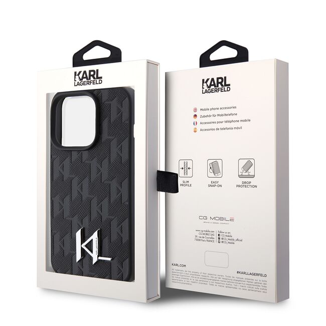 Husa premium pentru  iPhone 15 Pro Max Karl Lagerfeld superior quality - Negru gri