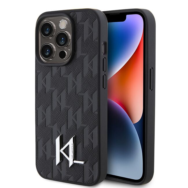 Husa premium pentru  iPhone 15 Pro Max Karl Lagerfeld superior quality - Negru gri