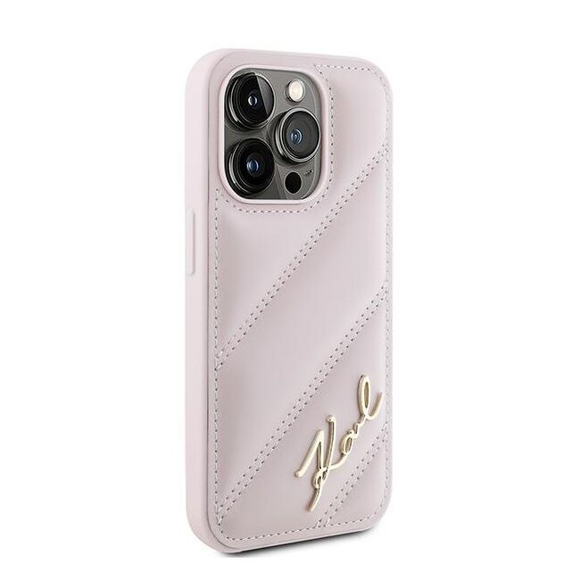 Husa premium pentru  iPhone 15 Pro Max Karl Lagerfeld superior quality - Roz neon