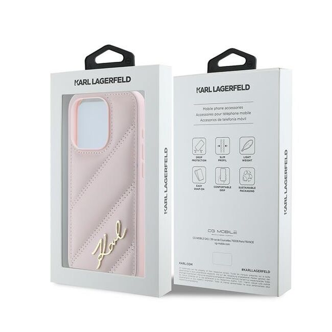 Husa premium pentru  iPhone 15 Pro Max Karl Lagerfeld superior quality - Roz neon