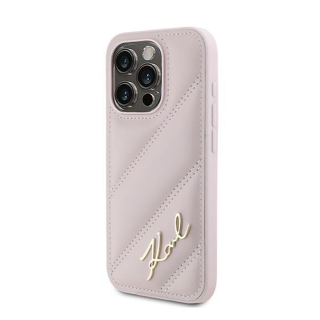 Husa premium pentru  iPhone 15 Pro Max Karl Lagerfeld superior quality - Roz neon