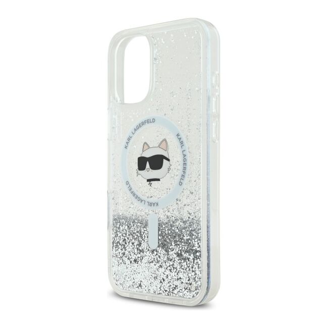 Husa premium pentru  iPhone 16 Karl Lagerfeld compatibila Magsafe - Argintiu