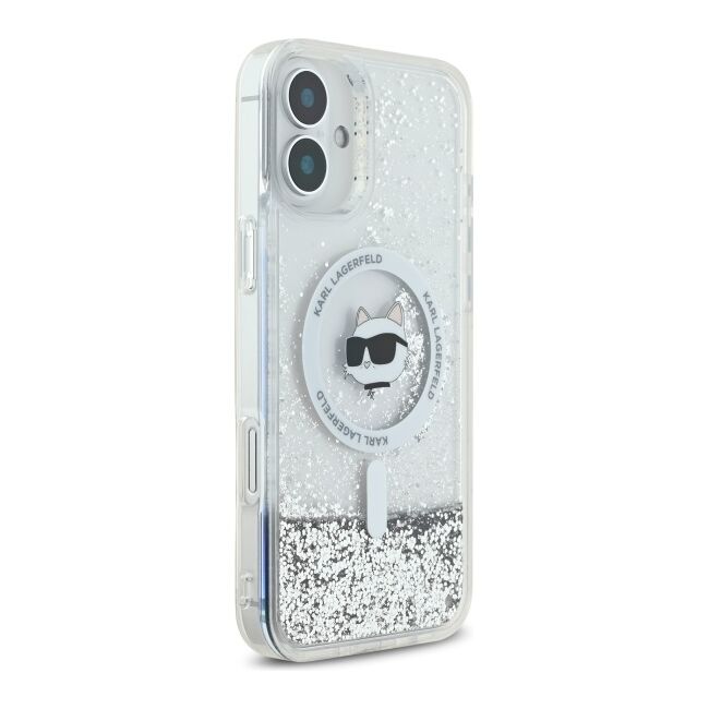 Husa premium pentru  iPhone 16 Karl Lagerfeld compatibila Magsafe - Argintiu