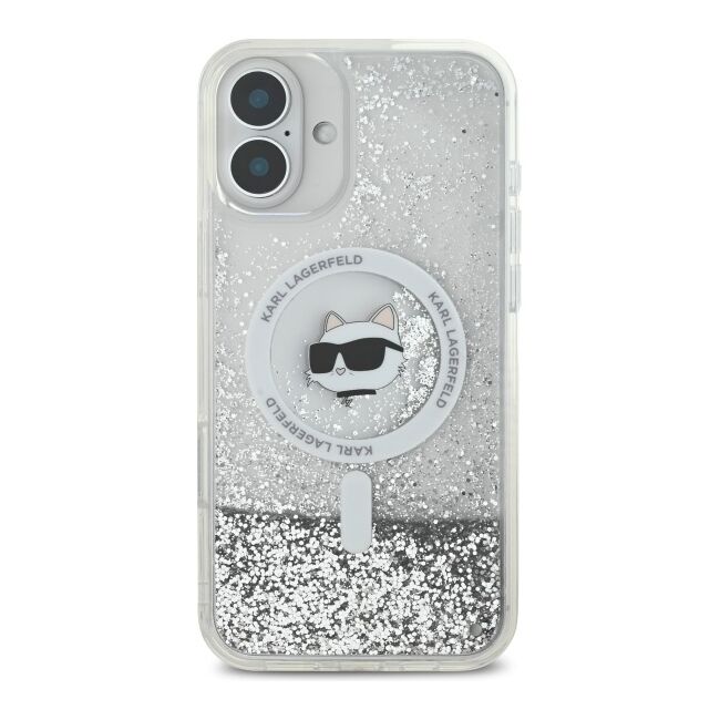 Husa premium pentru  iPhone 16 Karl Lagerfeld compatibila Magsafe - Argintiu