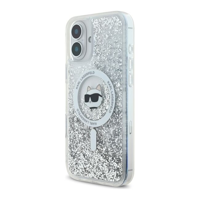 Husa premium pentru  iPhone 16 Karl Lagerfeld compatibila Magsafe - Argintiu