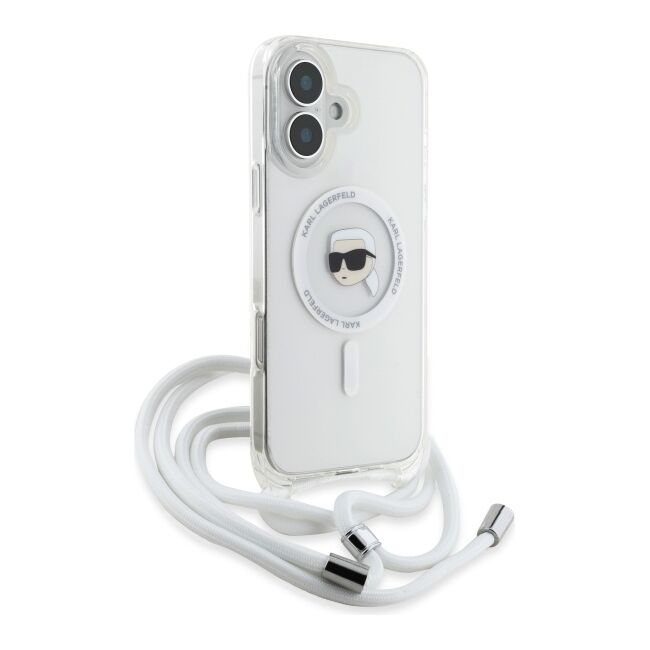 Husa premium pentru  iPhone 16 Karl Lagerfeld compatibila Magsafe - Transparent