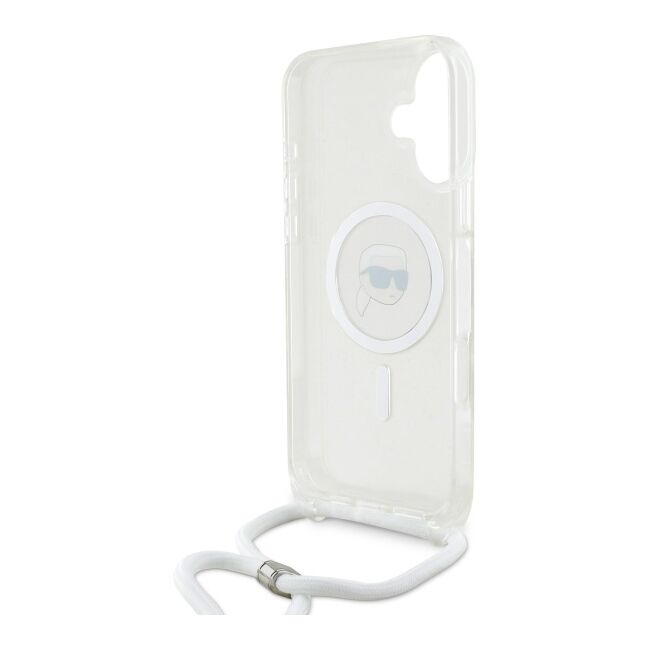 Husa premium pentru  iPhone 16 Karl Lagerfeld compatibila Magsafe - Transparent