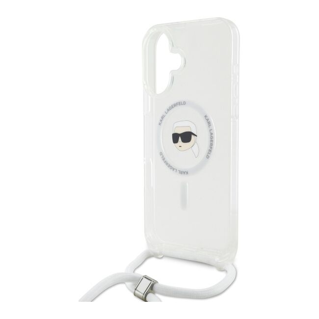 Husa premium pentru  iPhone 16 Karl Lagerfeld compatibila Magsafe - Transparent