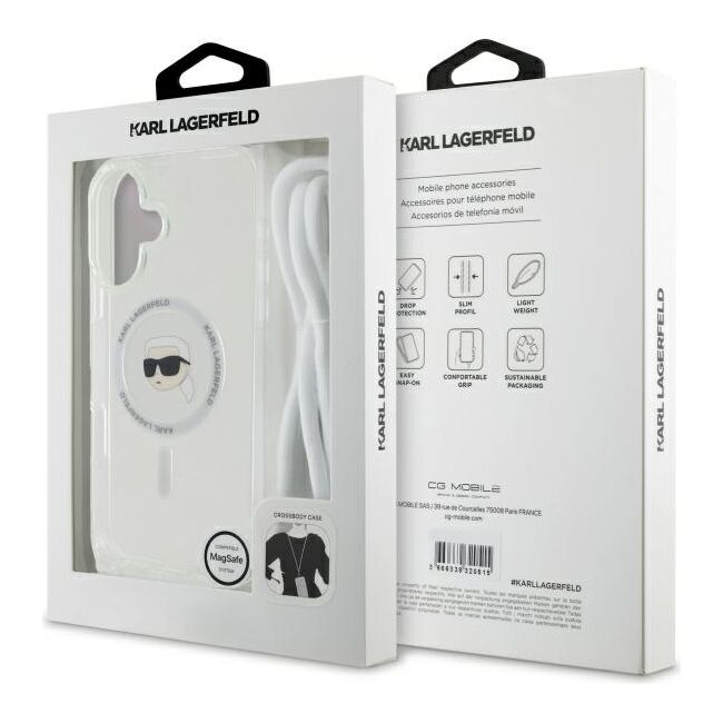 Husa premium pentru  iPhone 16 Karl Lagerfeld compatibila Magsafe - Transparent