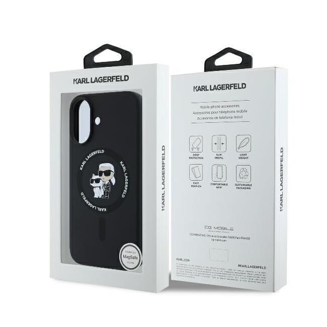 Husa premium pentru  iPhone 16 Plus Karl Lagerfeld compatibila Magsafe - Negru