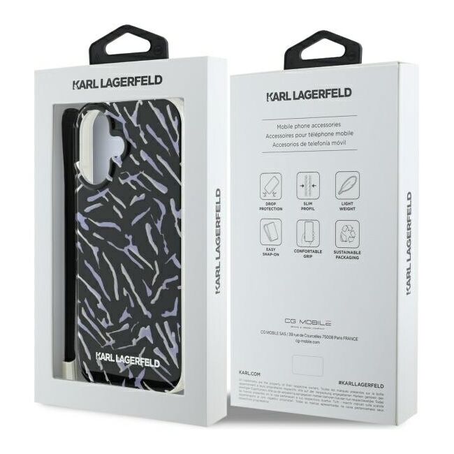 Husa premium pentru  iPhone 16 Plus Karl Lagerfeld superior quality - Gri