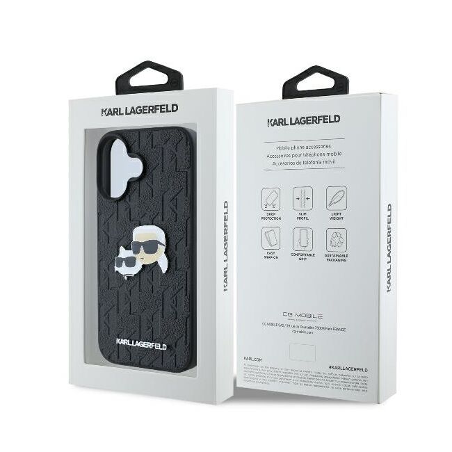 Husa premium pentru  iPhone 16 Plus Karl Lagerfeld superior quality - Negru denim