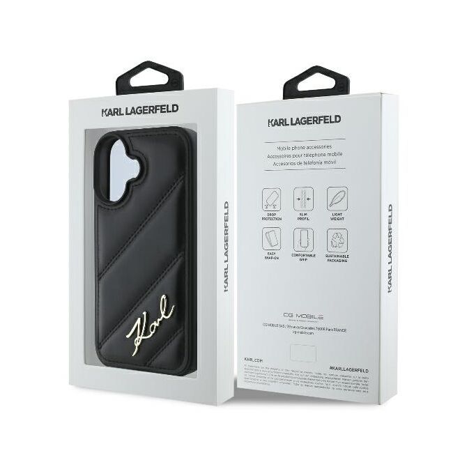 Husa premium pentru  iPhone 16 Plus Karl Lagerfeld superior quality - Negru