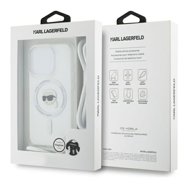 Husa premium pentru  iPhone 16 Pro Karl Lagerfeld compatibila Magsafe - Argintiu