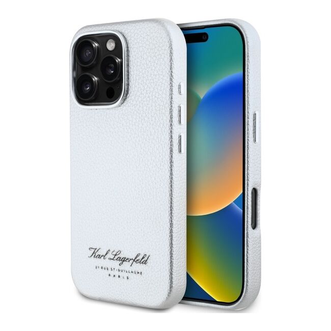 Husa premium pentru  iPhone 16 Pro Karl Lagerfeld superior quality - Alb