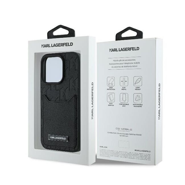 Husa premium pentru  iPhone 16 Pro Karl Lagerfeld superior quality - Negru havana