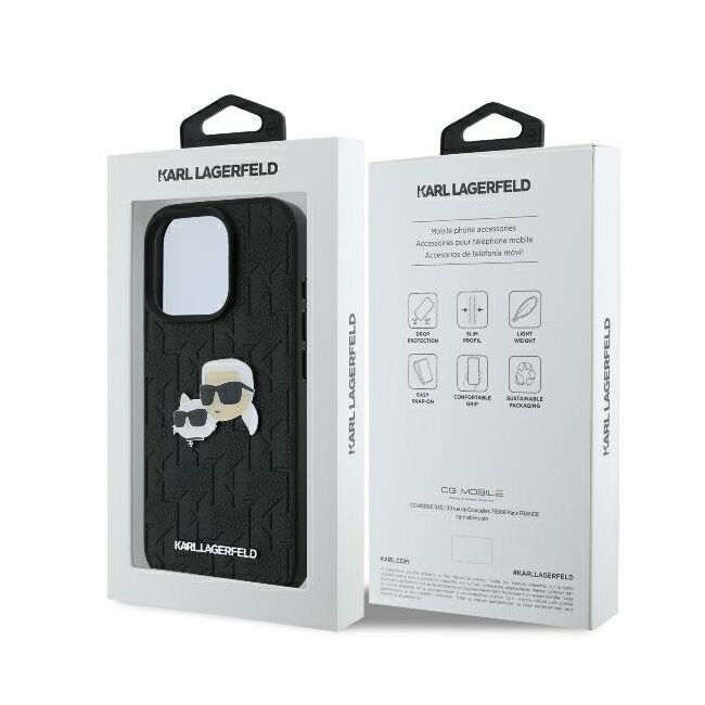Husa premium pentru  iPhone 16 Pro Karl Lagerfeld superior quality - Negru imprimeu