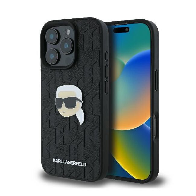Husa premium pentru  iPhone 16 Pro Karl Lagerfeld superior quality - Negru print
