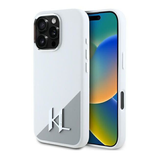 Husa premium pentru  iPhone 16 Pro Max Karl Lagerfeld superior quality - Alb