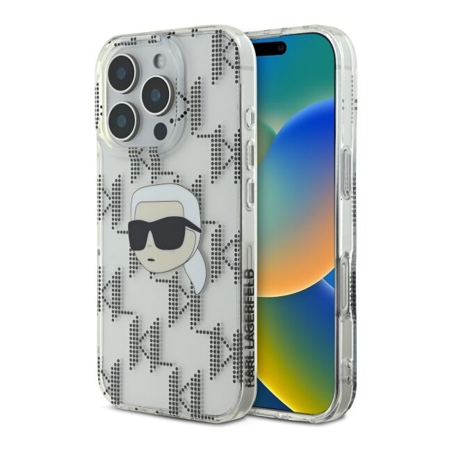 Husa premium pentru  iPhone 16 Pro Max Karl Lagerfeld superior quality - Gri deschis