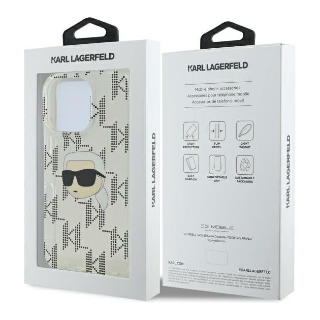Husa premium pentru  iPhone 16 Pro Max Karl Lagerfeld superior quality - Gri deschis