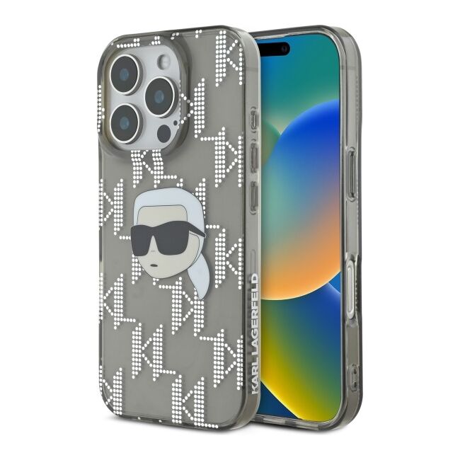 Husa premium pentru  iPhone 16 Pro Max Karl Lagerfeld superior quality - Gri inchis