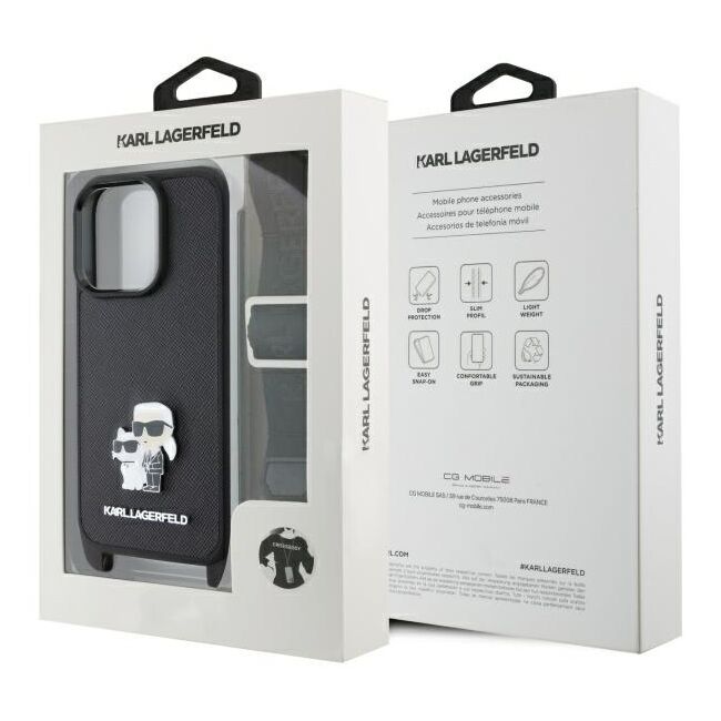 Husa premium pentru  iPhone 16 Pro Max Karl Lagerfeld superior quality - Negru Denim