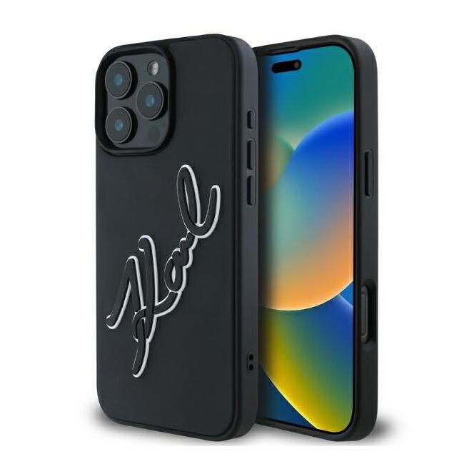 Husa premium pentru  iPhone 16 Pro Max Karl Lagerfeld superior quality - Negru gri