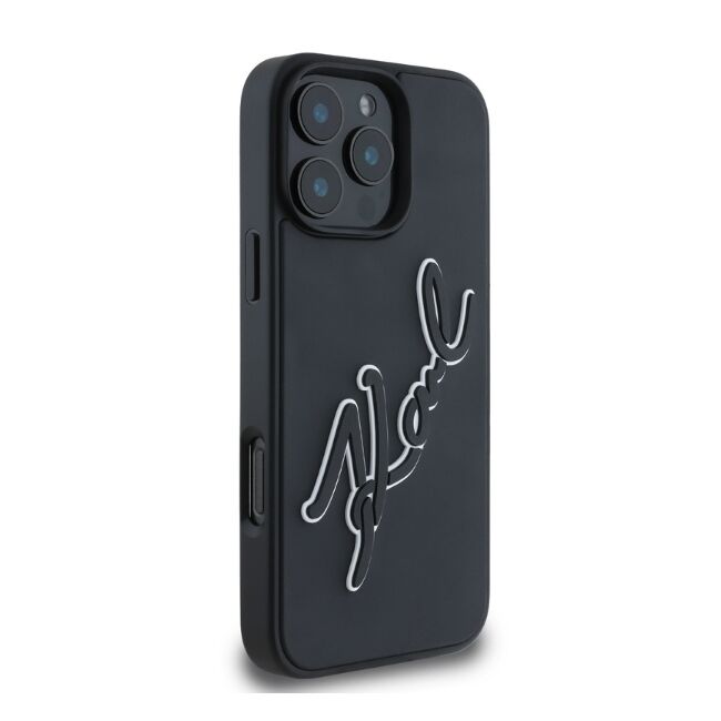 Husa premium pentru  iPhone 16 Pro Max Karl Lagerfeld superior quality - Negru gri