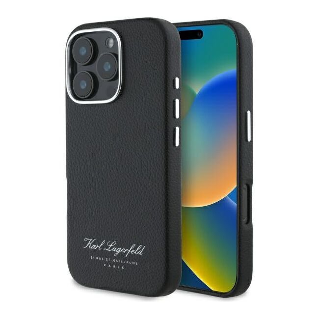 Husa premium pentru  iPhone 16 Pro Max Karl Lagerfeld superior quality - Negru mat