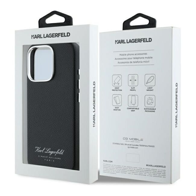 Husa premium pentru  iPhone 16 Pro Max Karl Lagerfeld superior quality - Negru mat