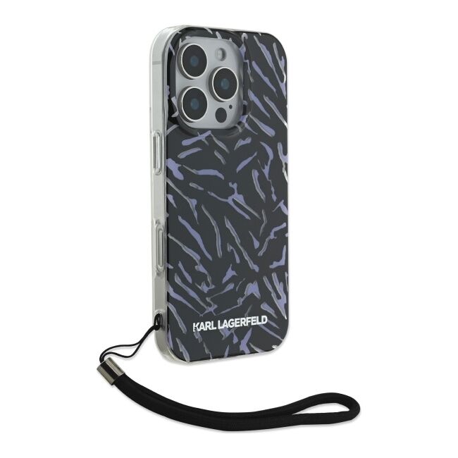 Husa premium pentru  iPhone 16 Pro Max Karl Lagerfeld superior quality - Negru texturat