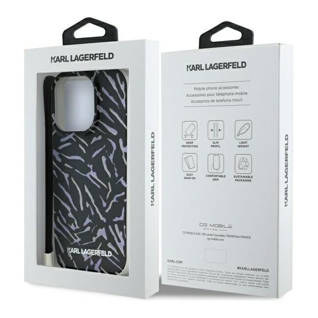 Husa premium pentru  iPhone 16 Pro Max Karl Lagerfeld superior quality - Negru texturat