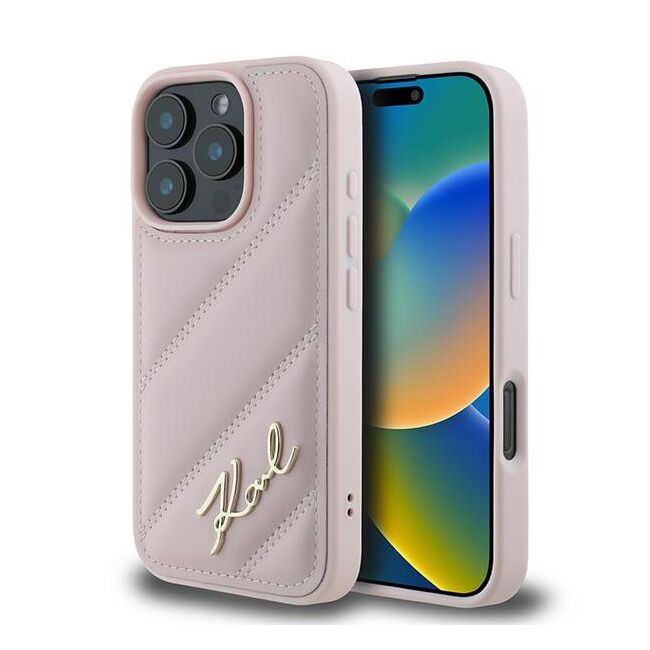 Husa premium pentru  iPhone 16 Pro Max Karl Lagerfeld superior quality - Roz