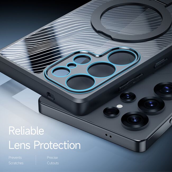 Husa pentru  Samsung Galaxy S25 Ultra Flowing Lines compatibila Magsafe kickstand - transparent