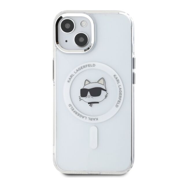Husa premium pentru  iPhone 15 Plus Karl Lagerfeld compatibila Magsafe - Alb