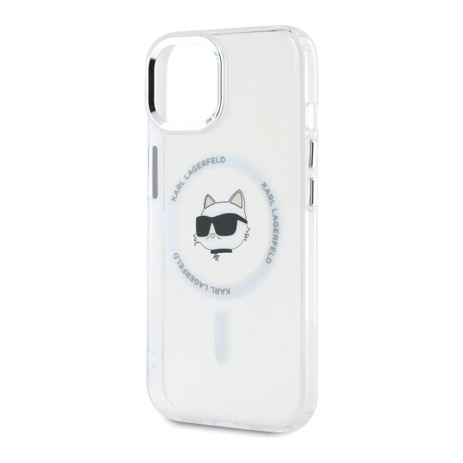 Husa premium pentru  iPhone 15 Plus Karl Lagerfeld compatibila Magsafe - Alb