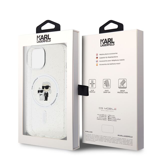 Husa premium pentru  iPhone 15 Plus Karl Lagerfeld compatibila Magsafe - Clear