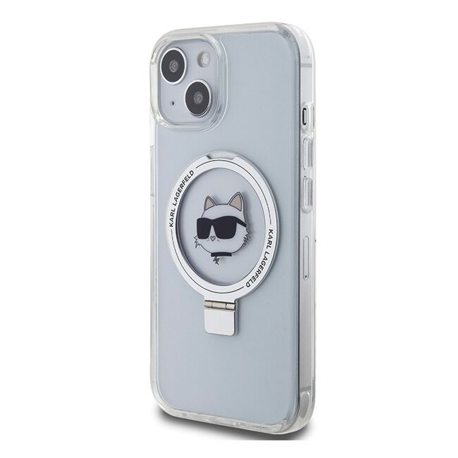 Husa premium pentru  iPhone 15 Plus Karl Lagerfeld compatibila Magsafe - Gri deschis