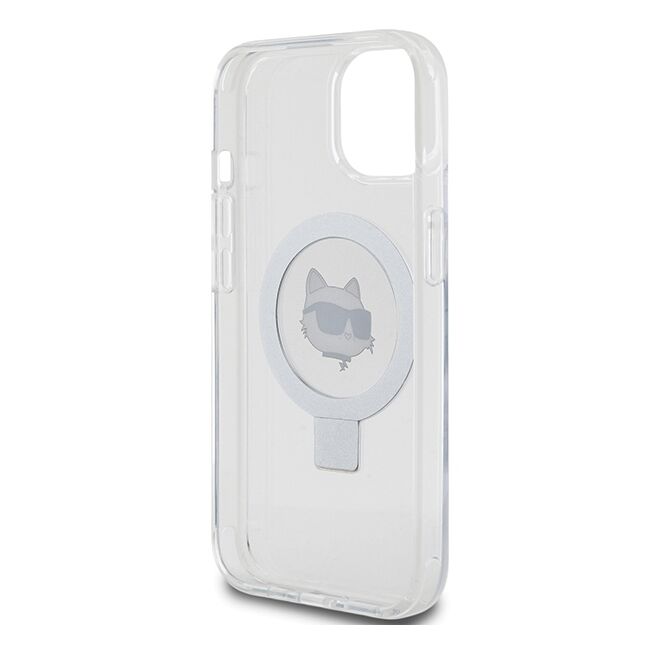 Husa premium pentru  iPhone 15 Plus Karl Lagerfeld compatibila Magsafe - Gri deschis