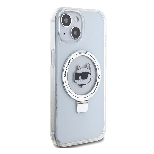Husa premium pentru  iPhone 15 Plus Karl Lagerfeld compatibila Magsafe - Gri deschis