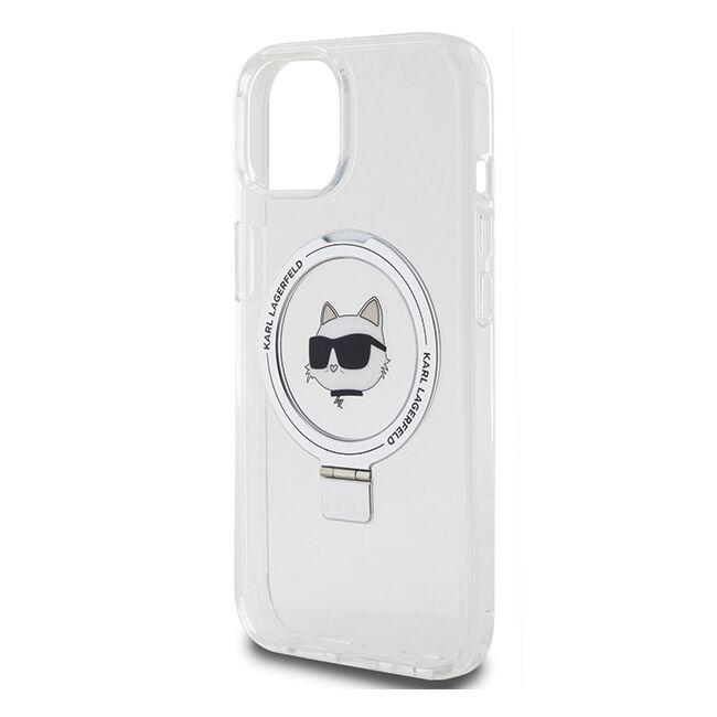 Husa premium pentru  iPhone 15 Plus Karl Lagerfeld compatibila Magsafe - Gri deschis