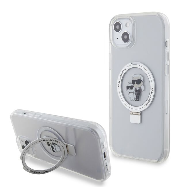 Husa premium pentru  iPhone 15 Plus Karl Lagerfeld compatibila Magsafe - Gri