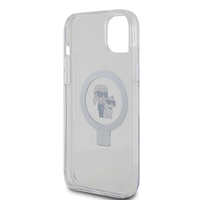 Husa premium pentru  iPhone 15 Plus Karl Lagerfeld compatibila Magsafe - Gri