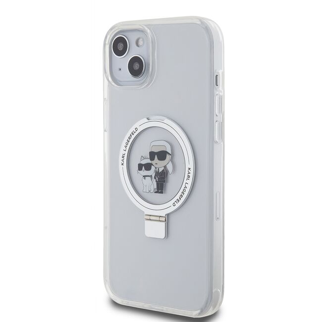 Husa premium pentru  iPhone 15 Plus Karl Lagerfeld compatibila Magsafe - Gri