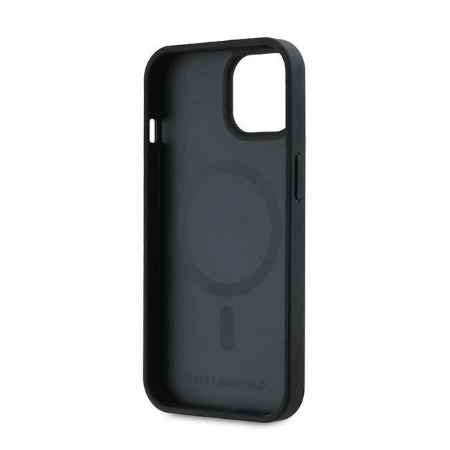 Husa premium pentru  iPhone 15 Plus Karl Lagerfeld compatibila Magsafe - Negru denim