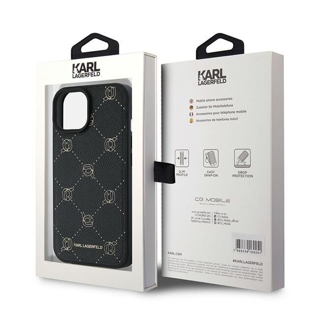 Husa premium pentru  iPhone 15 Plus Karl Lagerfeld compatibila Magsafe - Negru denim