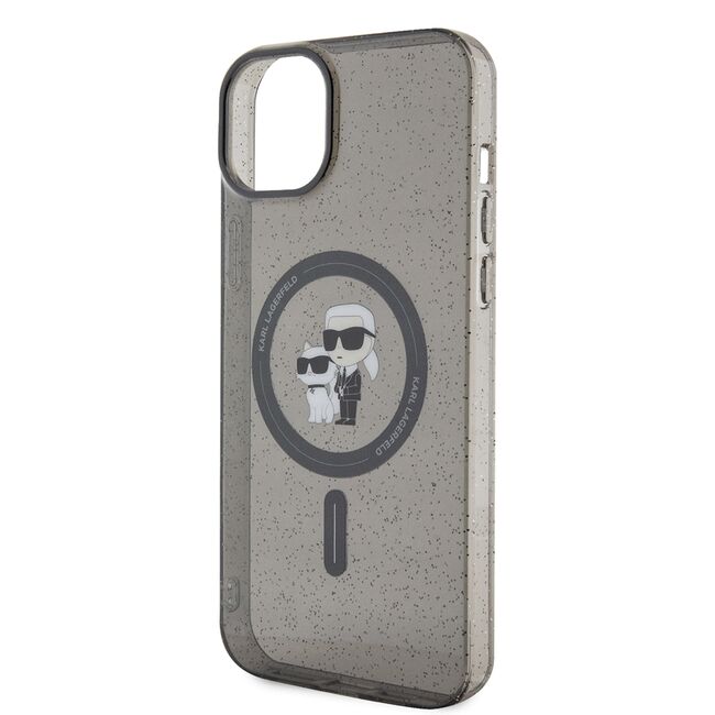 Husa premium pentru  iPhone 15 Plus Karl Lagerfeld compatibila Magsafe - Negru havana