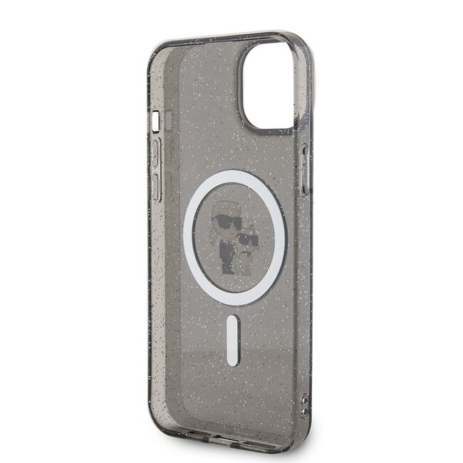 Husa premium pentru  iPhone 15 Plus Karl Lagerfeld compatibila Magsafe - Negru havana